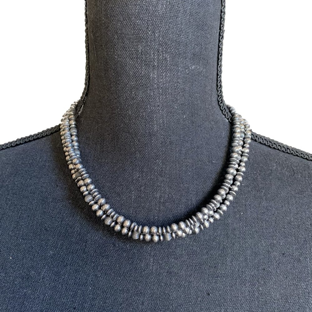 18" 5mm Triple Strand Sterling Silver Necklace 2 Handmade Navjao Geneva Apachito
